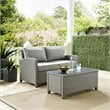 Crosley Bradenton 2 Piece Wicker Patio Sofa Set in Gray