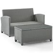 Crosley Bradenton 2 Piece Wicker Patio Sofa Set in Gray