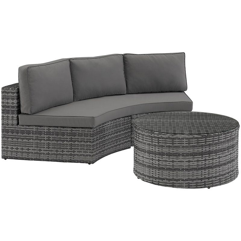 Crosley Catalina 2 Piece Wicker Curved, Spring Dew Outdoor Furniture