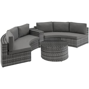 crosley catalina wicker curved patio sectional set in gray