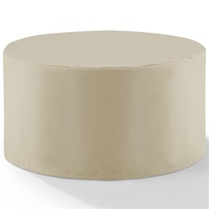 Crosley Furniture Catalina Fabric Round Patio Coffee Table Cover in Tan