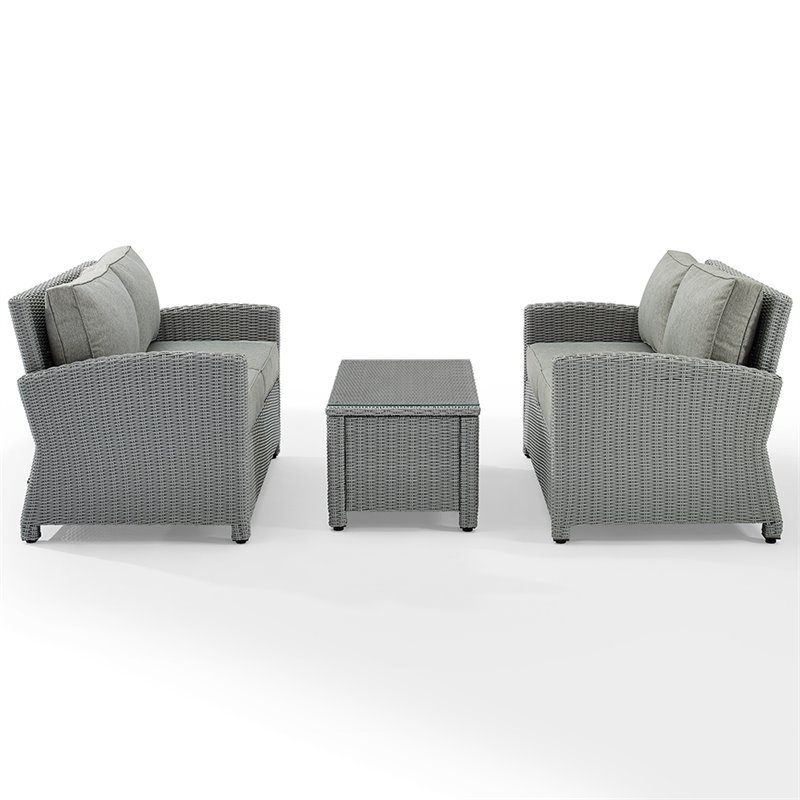 Crosley Bradenton 3 Piece Patio Sofa Set in Gray