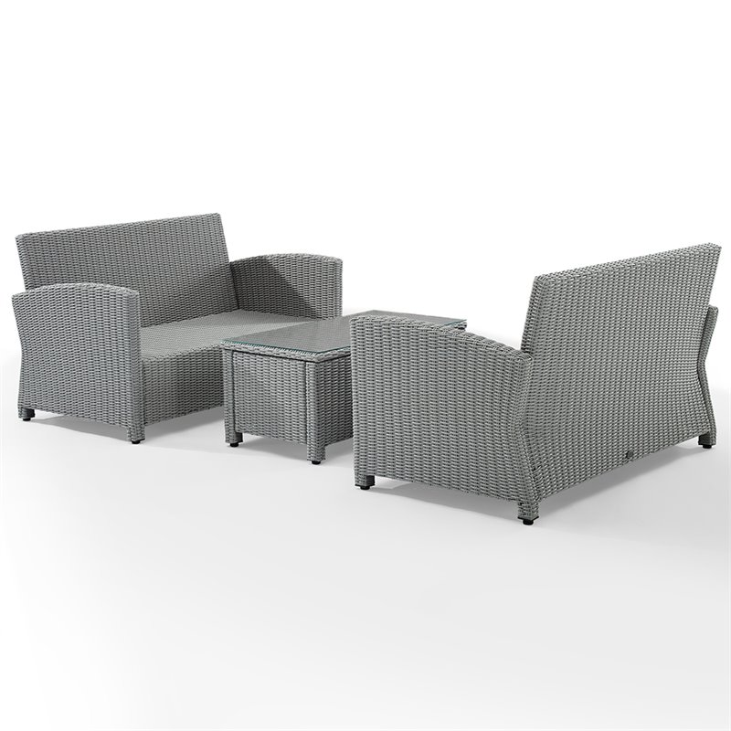 Crosley Bradenton 3 Piece Patio Sofa Set in Gray