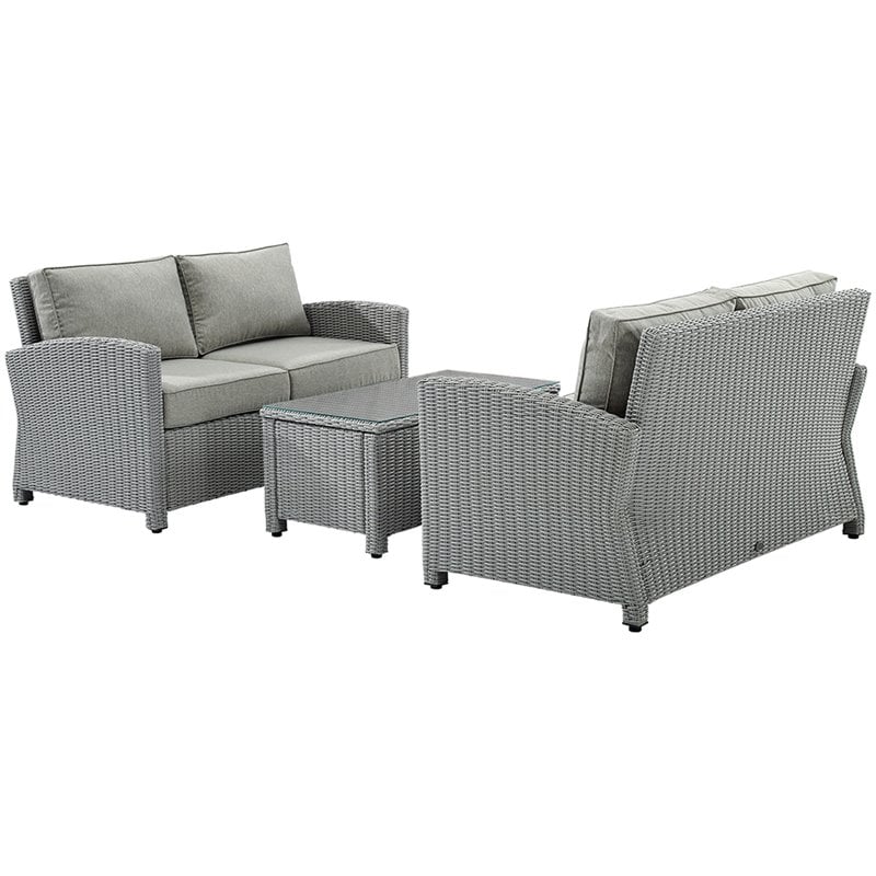 Crosley Bradenton 3 Piece Patio Sofa Set in Gray