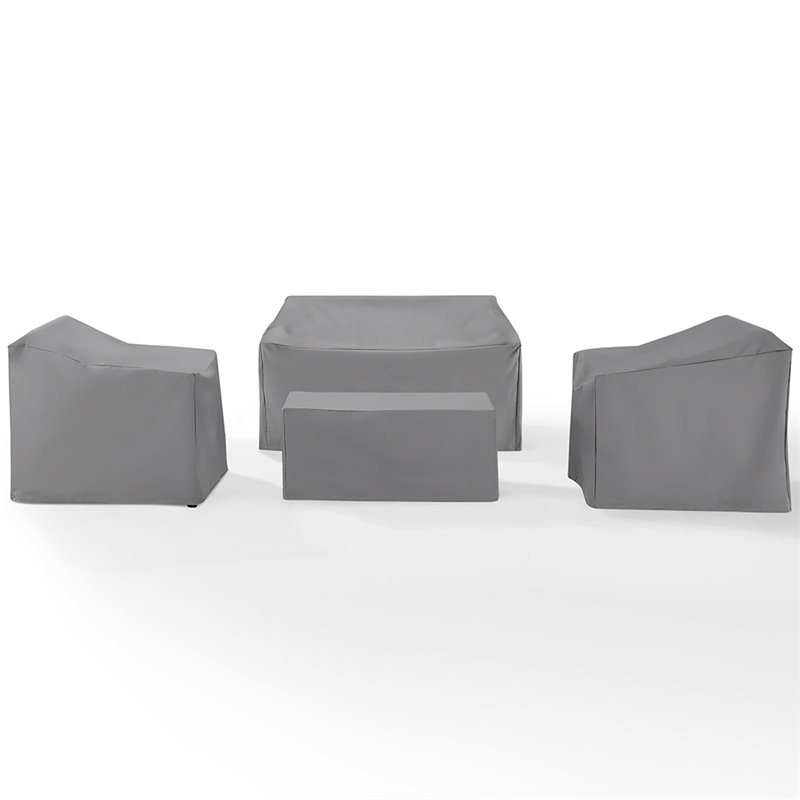 Crosley Furniture 4 Piece Patio Vinyl Loveseat Cover Set in Gray