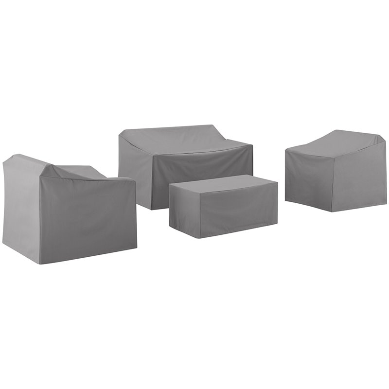 Crosley Furniture 4 Piece Patio Vinyl Loveseat Cover Set in Gray