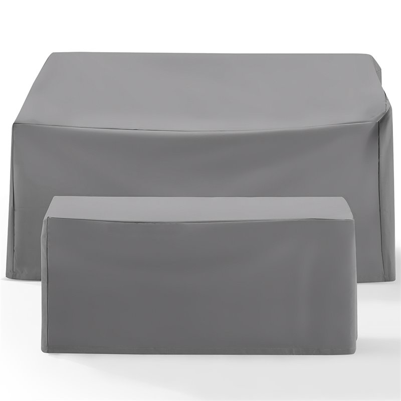 Crosley Furniture 2 Piece Patio Vinyl Loveseat Cover Set in Gray