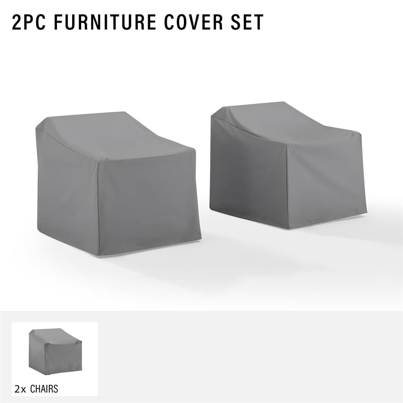 Crosley Furniture Patio Vinyl Chair Cover in Gray (Set of 2)