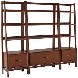 Crosley Furniture Landon 3 Piece Wood 4 Shelf Etagere Bookcase Set in Mahogany