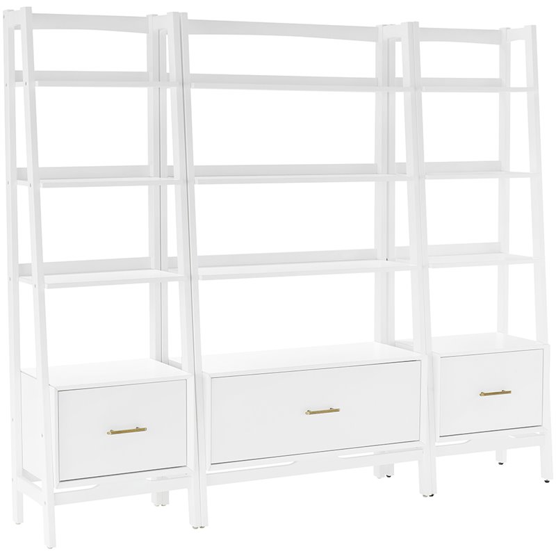 Crosley Landon 3 Piece 4 Shelf Etagere, Large White Etagere Bookcase
