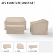 Crosley Furniture 3 Piece Patio Vinyl Loveseat Cover Set in Tan