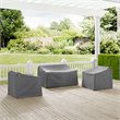 Crosley Furniture 3 Piece Patio Vinyl Loveseat Cover Set in Gray