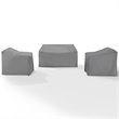 Crosley Furniture 3 Piece Patio Vinyl Loveseat Cover Set in Gray