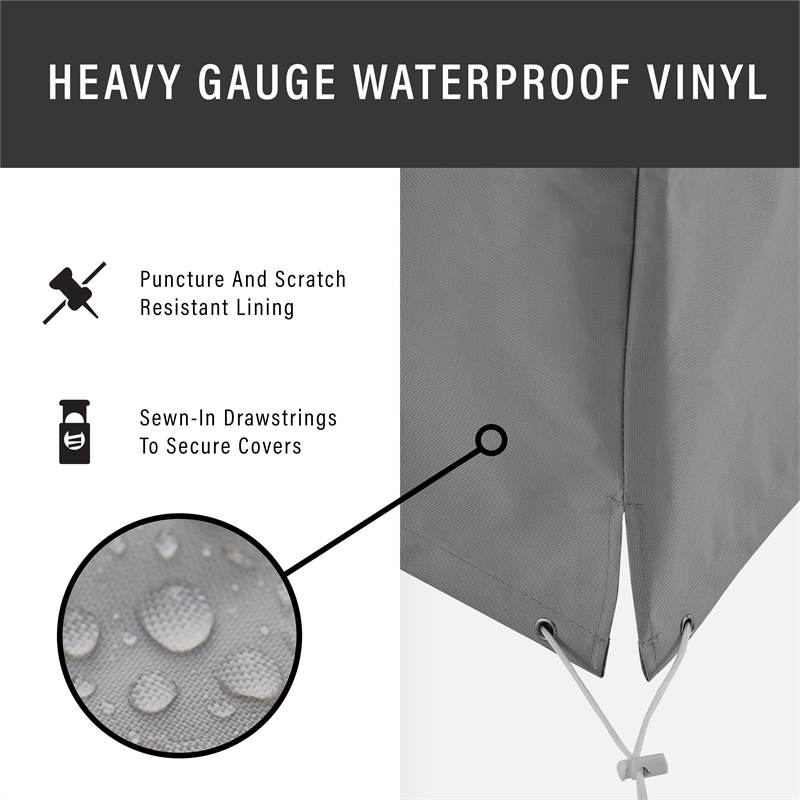 Crosley Furniture 3 Piece Patio Vinyl Loveseat Cover Set in Gray