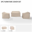 Crosley Furniture 3 Piece Patio Vinyl Loveseat Cover Set in Tan