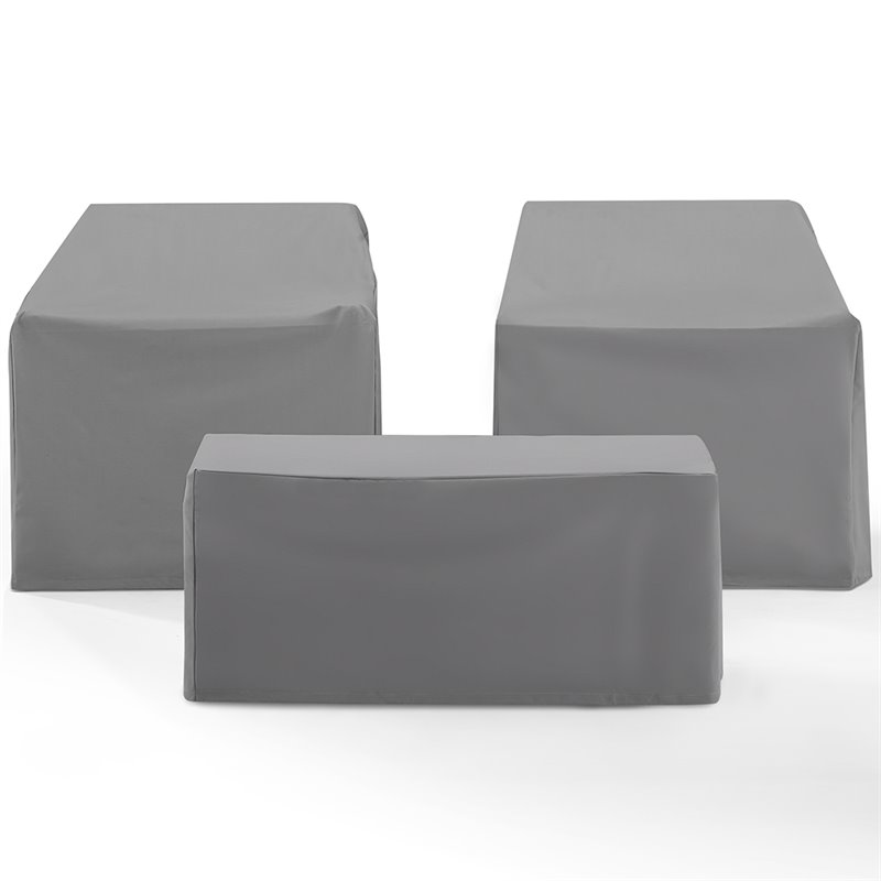 Crosley Furniture 3 Piece Patio Vinyl Conversation Cover Set in Gray