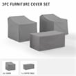 Crosley Furniture 3 Piece Patio Vinyl Conversation Cover Set in Gray