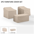 Crosley Furniture 3 Piece Patio Vinyl Conversation Cover Set in Tan