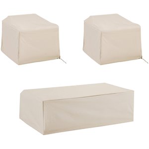 Crosley Furniture 3 Piece Patio Vinyl Conversation Cover Set in Tan