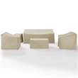 Crosley Furniture 5 Piece Outdoor Vinyl Sofa Cover Set in Tan