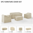 Crosley Furniture 5 Piece Outdoor Vinyl Sofa Cover Set in Tan