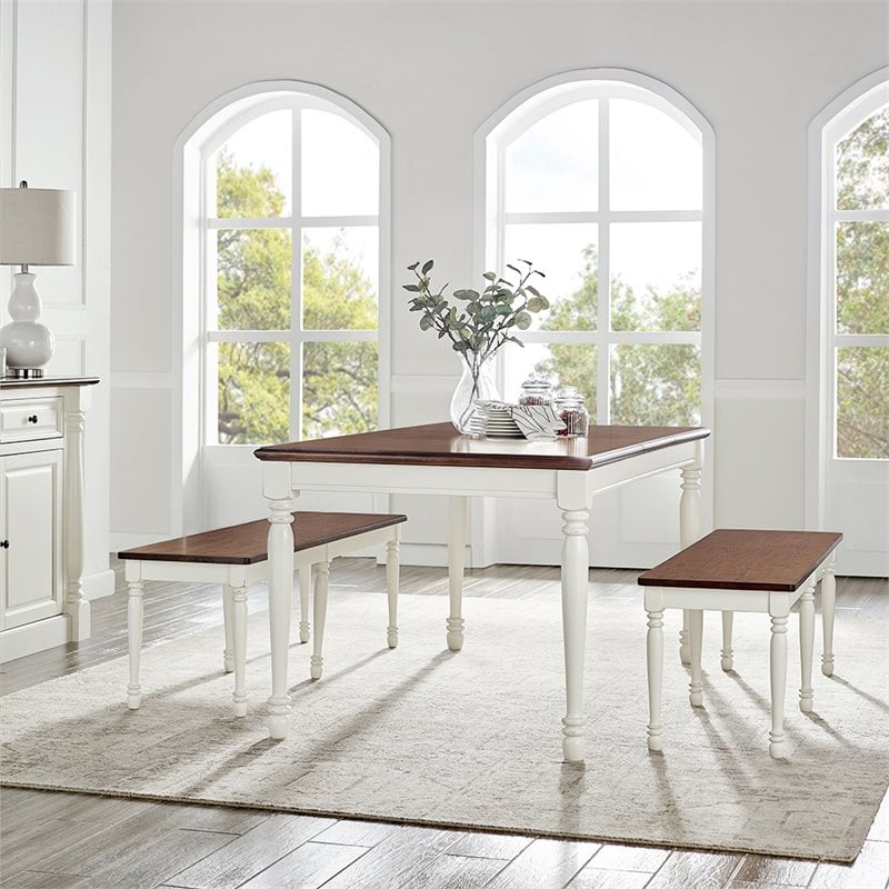 Crosley Furniture Shelby 3Pc Wood Butterfly Leaf Dining Set in Distressed White