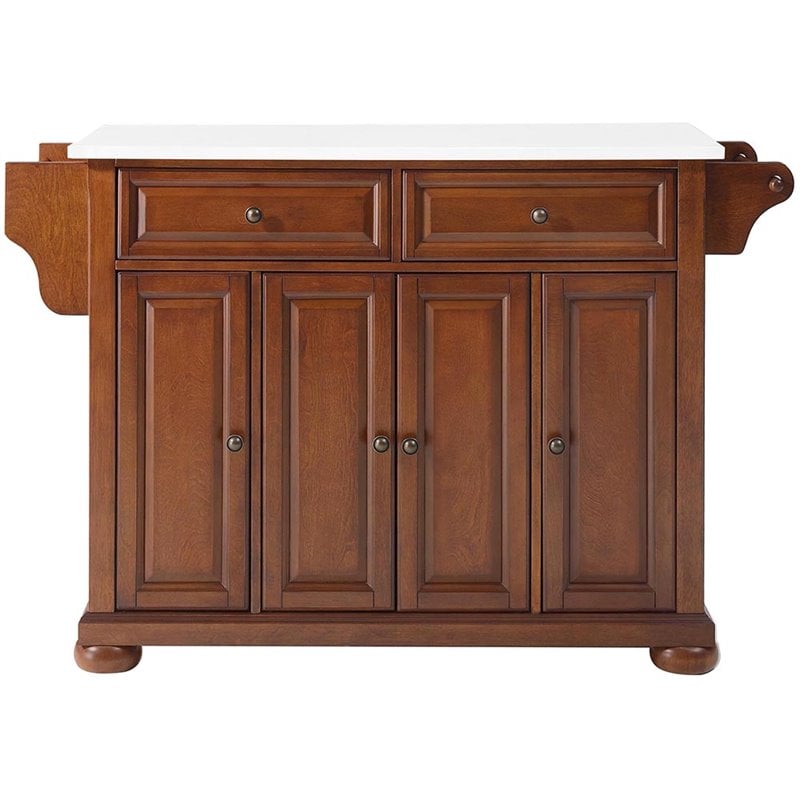 Crosley Furniture Alexandria Wood Granite Top Kitchen Island in Cherry
