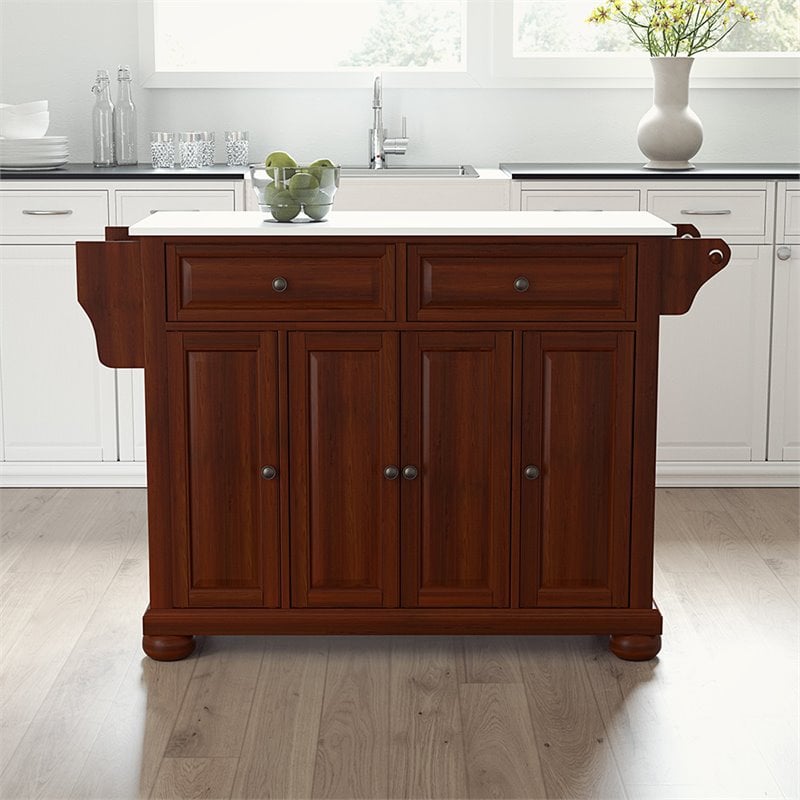 Crosley Furniture Alexandria Wood Granite Top Kitchen Island in Mahogany