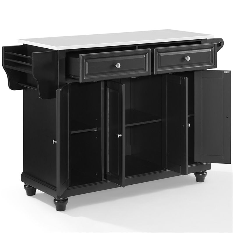Crosley Furniture Cambridge Wood Granite Top Kitchen Island in Black