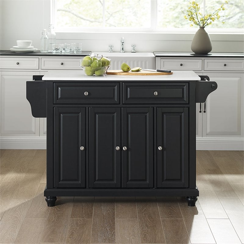 Crosley Furniture Cambridge Wood Granite Top Kitchen Island In Black   1978807 15 L 