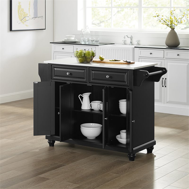 Crosley Furniture Cambridge Wood Granite Top Kitchen Island in Black