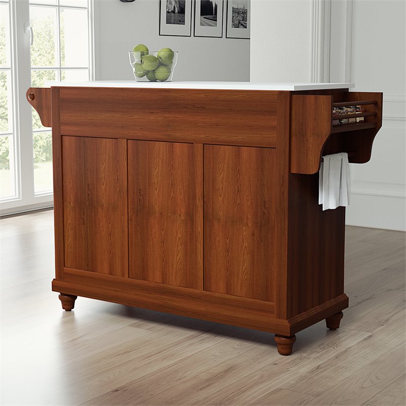 Crosley Furniture Cambridge Wood Granite Top Kitchen Island in Cherry