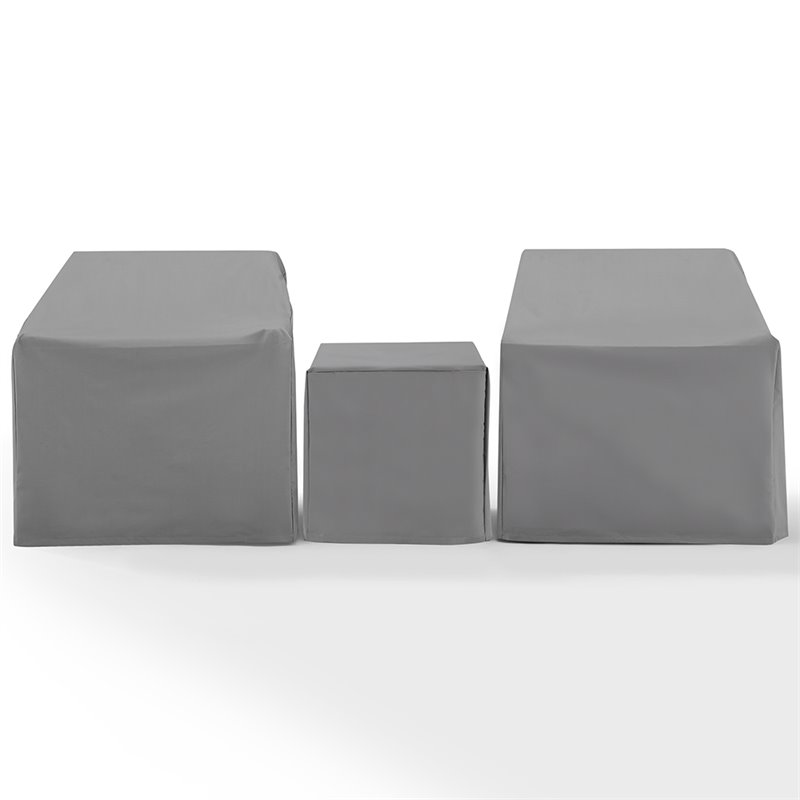 Crosley Furniture 3 Piece Patio Vinyl Conversation Cover Set in Gray