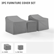 Crosley Furniture 3 Piece Patio Vinyl Conversation Cover Set in Gray