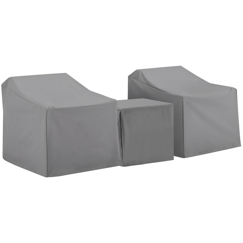 Crosley Furniture 3 Piece Patio Vinyl Conversation Cover Set in Gray