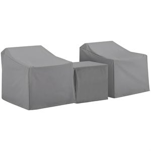 Crosley Furniture 3 Piece Patio Vinyl Conversation Cover Set in Gray