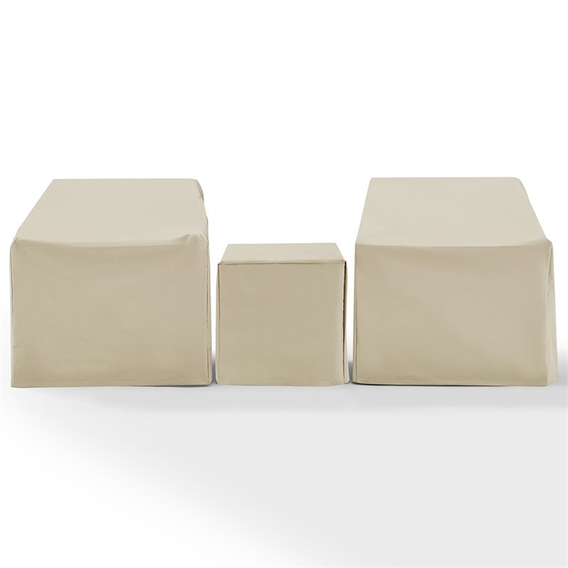 Crosley Furniture 3 Piece Patio Vinyl Conversation Cover Set in Tan