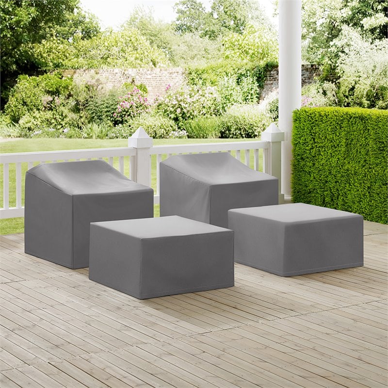 Crosley Furniture 4 Piece Patio Vinyl Conversation Cover Set in Gray