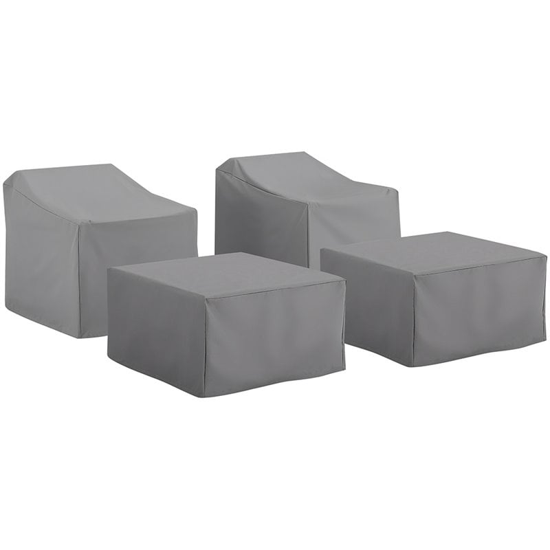 Crosley Furniture 4 Piece Patio Vinyl Conversation Cover Set in Gray