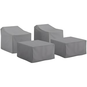 Crosley Furniture 4 Piece Patio Vinyl Conversation Cover Set in Gray