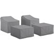 Crosley Furniture 4 Piece Patio Vinyl Conversation Cover Set in Gray