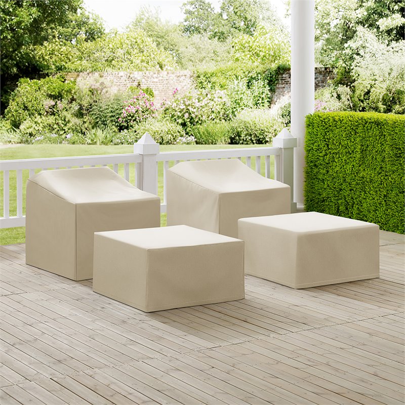 Crosley Furniture 4 Piece Patio Vinyl Conversation Cover Set in Tan