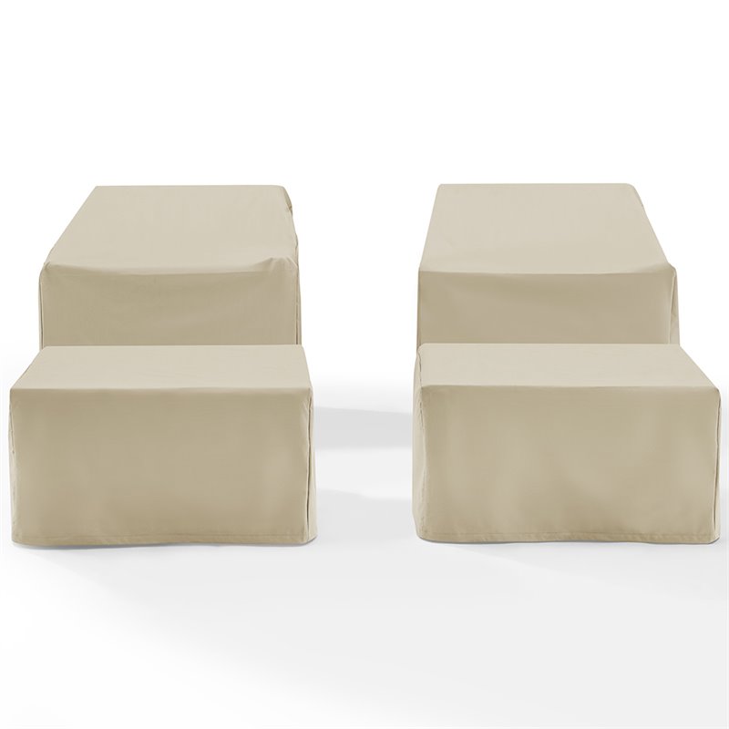 Crosley Furniture 4 Piece Patio Vinyl Conversation Cover Set in Tan