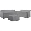 Crosley Furniture 3 Piece Patio Vinyl Sofa Cover Set in Gray