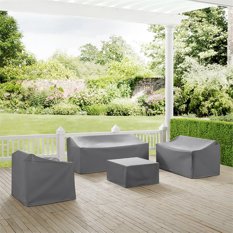 Crosley Furniture 4 Piece Patio Vinyl Sofa Cover Set in Gray