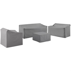 Crosley Furniture 4 Piece Patio Vinyl Sofa Cover Set in Gray
