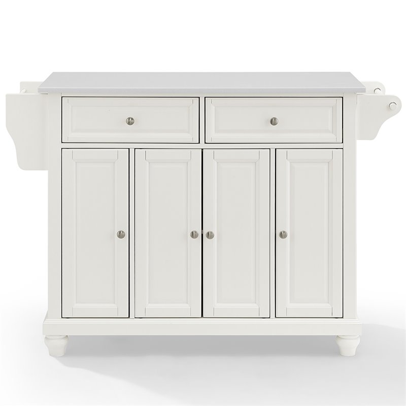 Crosley Furniture Cambridge Wood Granite Top Kitchen Island in White
