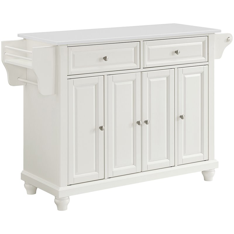 Crosley Furniture Cambridge Wood Granite Top Kitchen Island in White