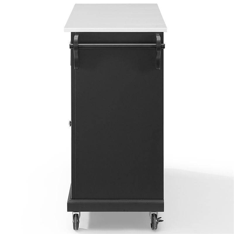 Crosley Furniture Wood Granite Top Kitchen Cart in Black/White