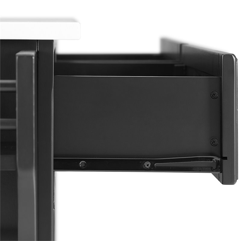Crosley Furniture Wood Granite Top Kitchen Cart in Black/White